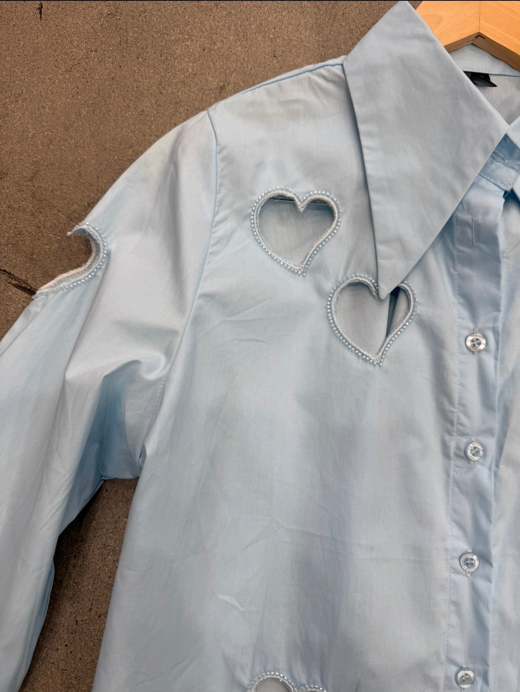 Valentines Day Long Sleeve Heart Cut Out With Gems