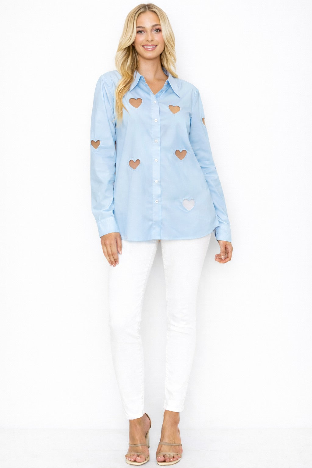 Valentines Day Long Sleeve Heart Cut Out With Gems