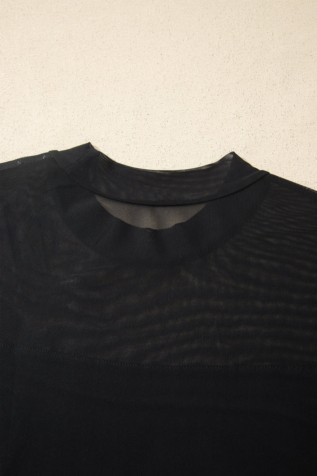 Plus Size Sheer Mesh Panel Short Sleeve Top