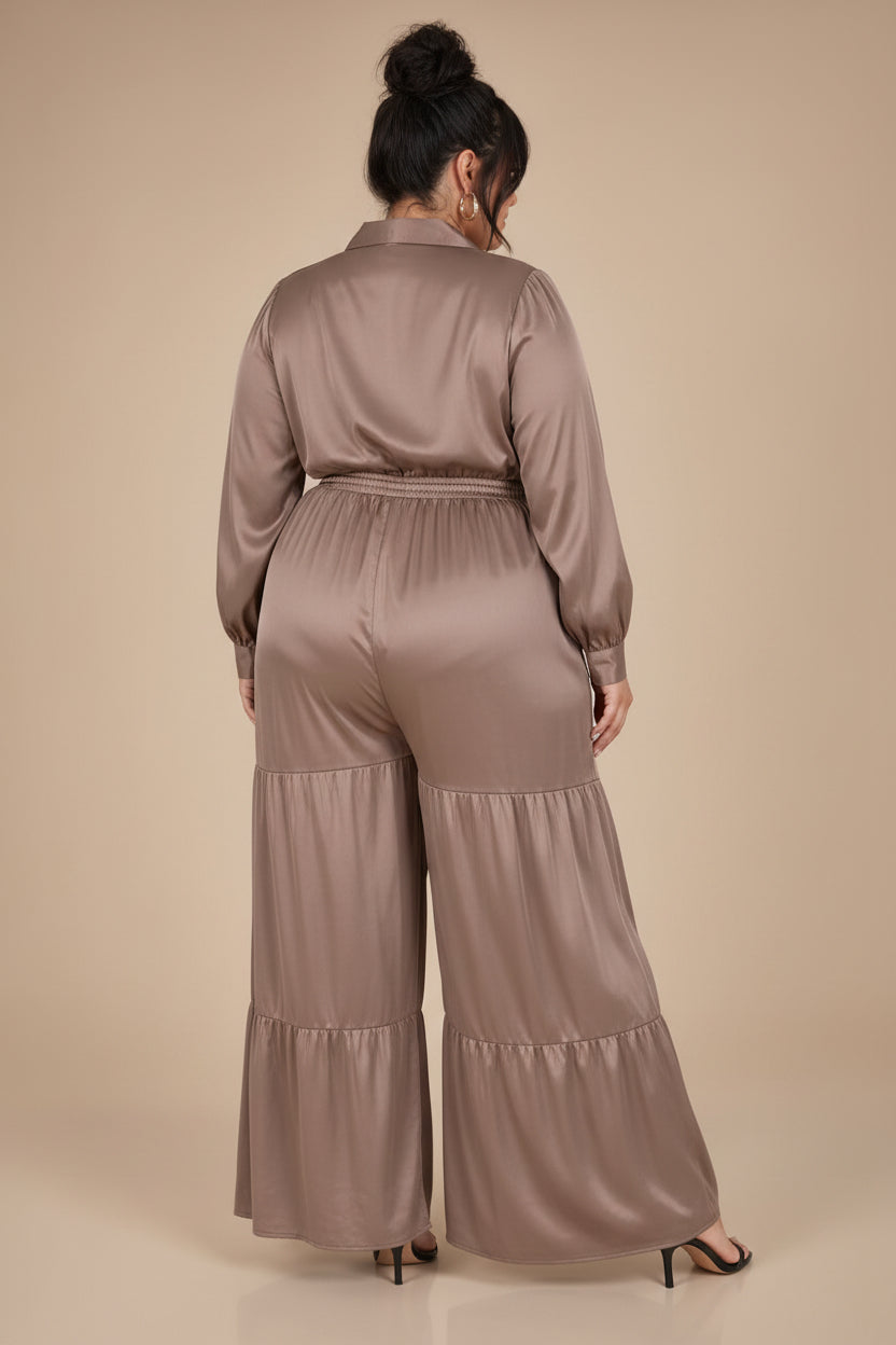 Plus Twist Front Neck Lsv Tired Jumpsuit