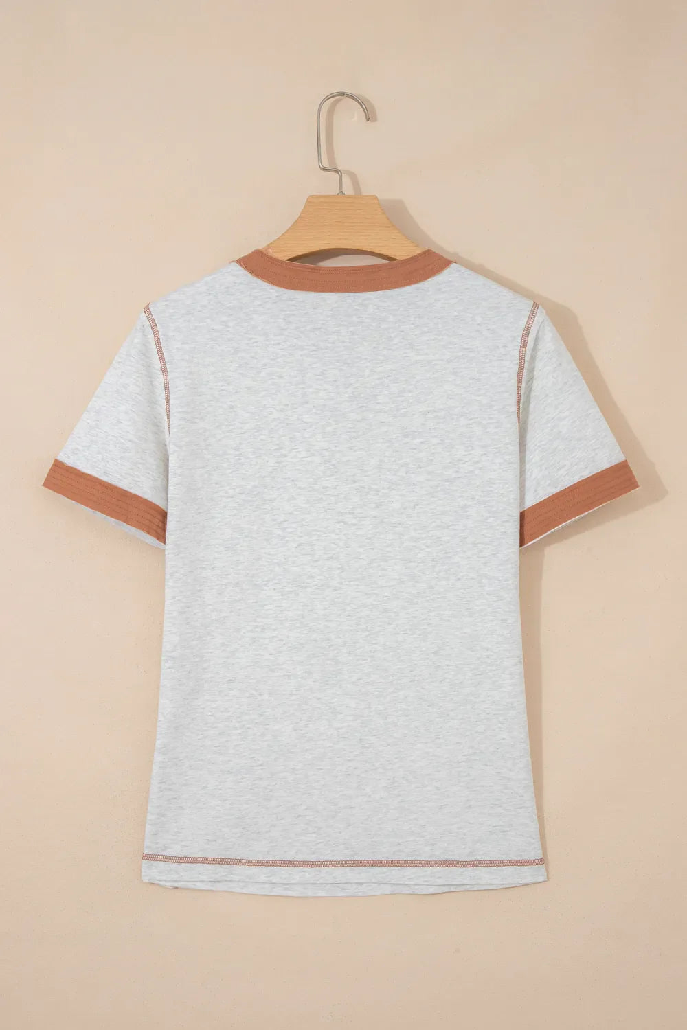 Plus Size Colorblock Distressed Short Sleeve Henley Tee