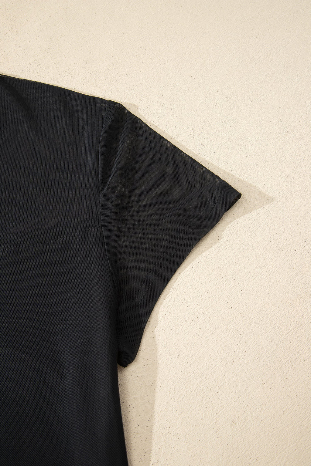 Plus Size Sheer Mesh Panel Short Sleeve Top