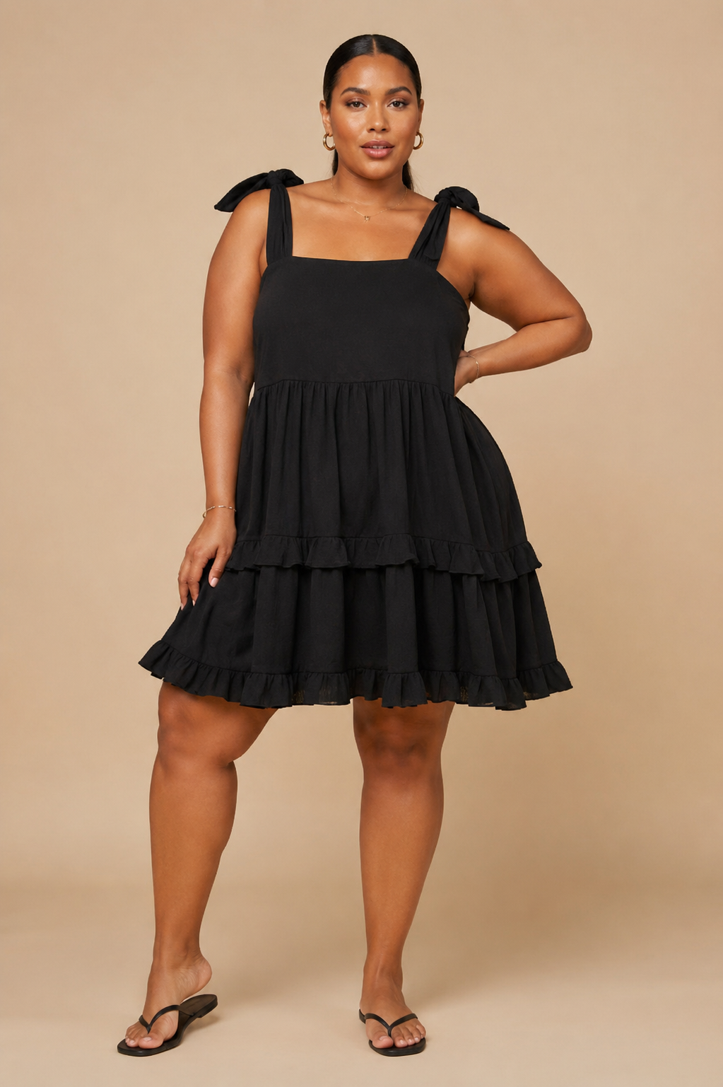 Square neck ruffle dress