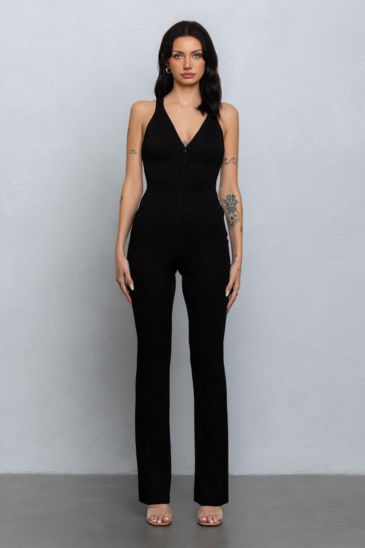 Soft Jersey Open Back Sleeveless Jumpsuit