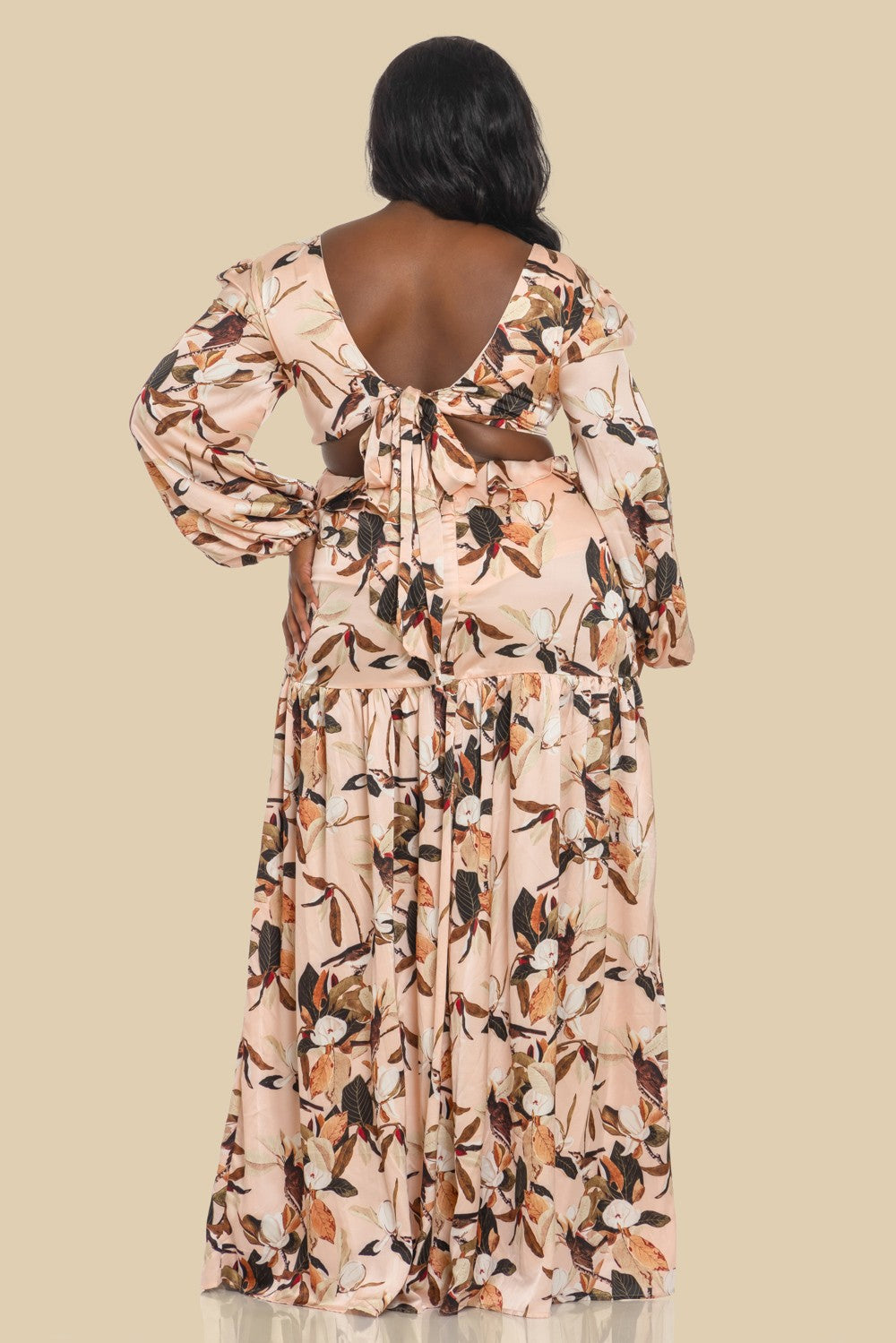 Plus Floral Print Split Thigh Dress