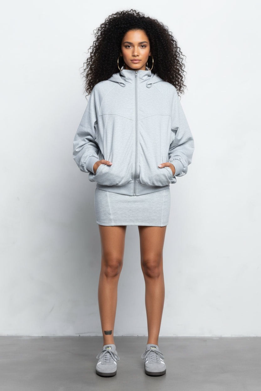 French Terry Tracksuit Jacket w/ Mini Skirt Set