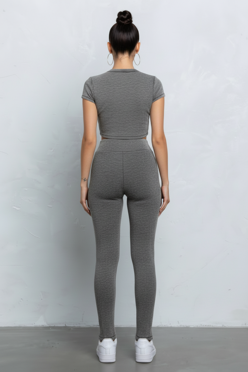 Washed Rib Crop Top And Leggings Set